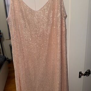 Sequin Dusty Pink Slip Dress